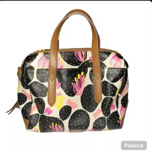 NWOT Fossil Cactus Print Leather Satchel Purse